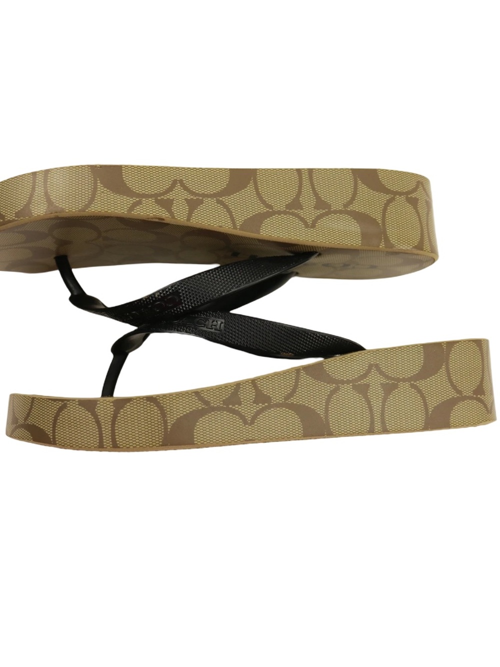 New Coach Lynn Platform Signature Flip Flop Sandal - Brown & Tan Size 7 - Picture 2 of 9